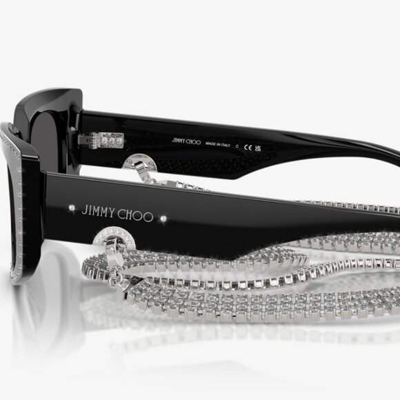 BNIB!  Authentic JIMMY CHOO JC5033B RHINESTONE SUNGLASSES WITH RHINESTONE CHAIN - Picture 4 of 9